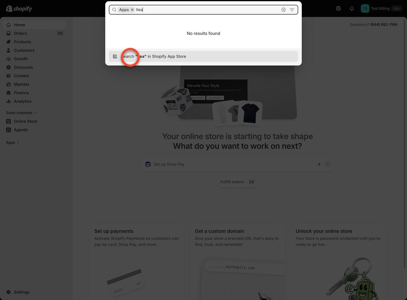 Searching for llea in the Shopify App Store