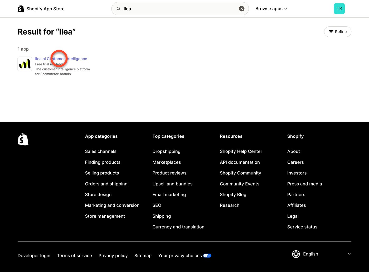 llea.ai Customer Intelligence in the App Store search results